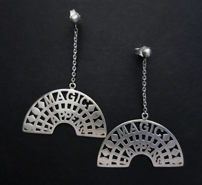 Silver danglers from the collection Hidden Messages by Lai Designs