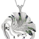 The Classy Goldfish Medallion w/Blue Sapphires and Tsavorites in 18K White Gold with Diamonds